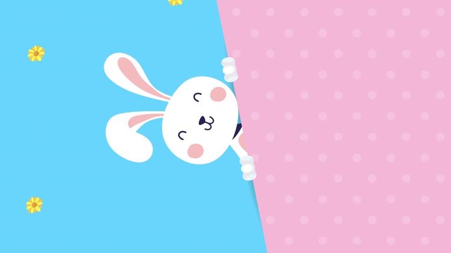 happy easter animated card with rabbit