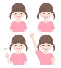 女の子のポーズのセット