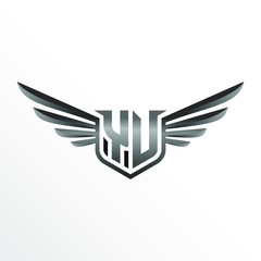 Initial Letter YV with Wings