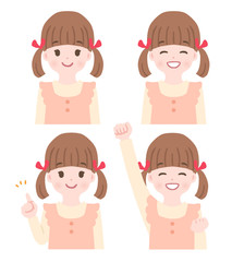 女の子のポーズのセット