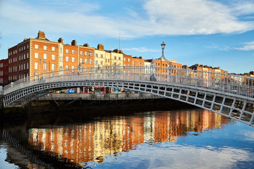 The Ha'penny bridge in Dublin City, Ireland
