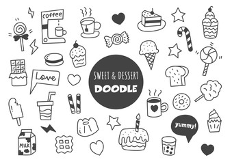 sweet and dessert kawaii doodle