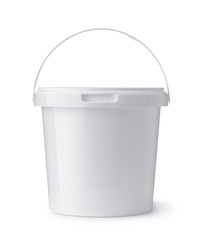 White plastic food bucket - obrazy, fototapety, plakaty