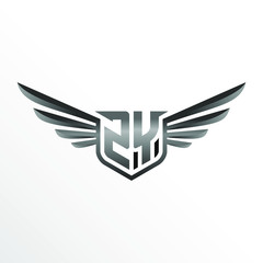 Obraz premium Initial Letter ZY with Wings