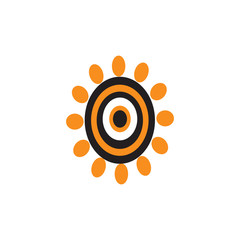 Aboriginal art dots painting icon logo design vector template