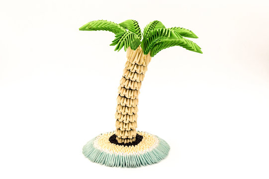 Palm tree constructed from paper