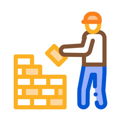 Worker Building Icon Vector. Outline Worker Building Sign. Color Isolated Contour Symbol Illustration