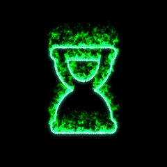 The symbol hourglass end burns in green fire © Video Render