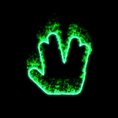 The symbol Live long and prosper burns in green fire
