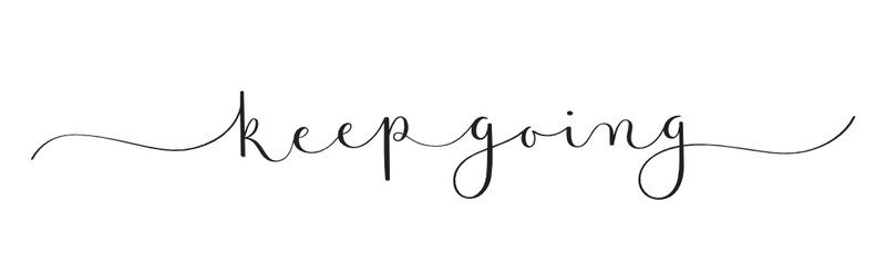 KEEP GOING vector black brush calligraphy banner with swashes