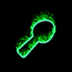 The symbol utensil spoon burns in green fire