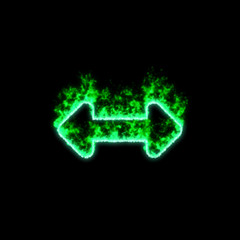Fototapeta premium The symbol arrows right left burns in green fire