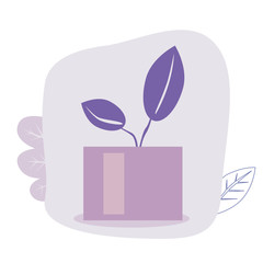 Plant with purple leaves isolated on a white background, scandinavian cute vector stock illustration as a winter garden concept