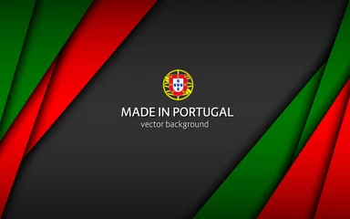 Fotobehang Made in Portugal, modern vector background with Portuguese colors, overlayed sheets of paper in Portuguese colors, abstract widescreen background © kurkalukas