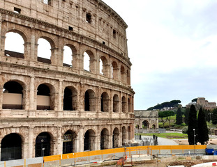 Fototapeta na wymiar View of the Colosseum without tourists due to the quarantine