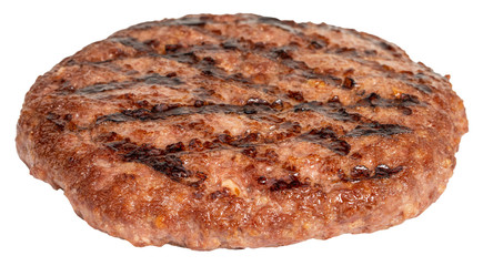 grilled burger meat isolated on white background