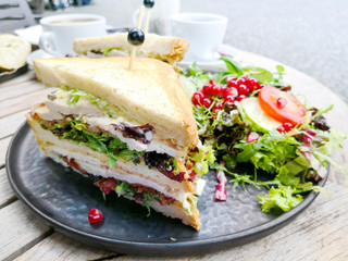 Fototapeta na wymiar Sandwich with chicken and lettuce