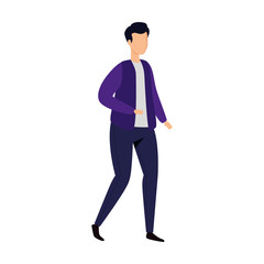 young man walking avatar character vector illustration design