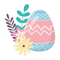 happy easter day, pink and blue decoration fowers foliage leaves