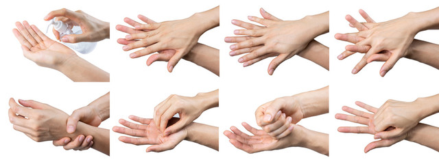 Man hands using wash hand sanitizer gel pump dispenser for protection coronavirus and bacteria,...