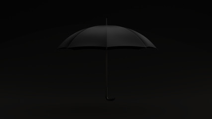 Black Umbrella Black Background 3d illustration 3d render	