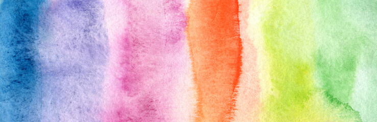 Fototapeta premium Abstract wave stain blot acrylic and watercolor painting. Canvas texture background. Horizontal long banner..
