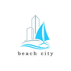 island logo beach building logo template vector