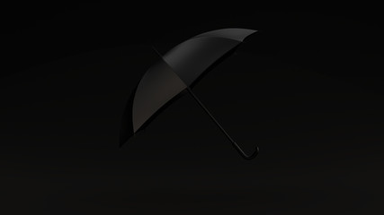Black Umbrella Black Background 3d illustration 3d render	