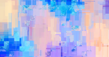 Digital art background illustration, contemporary painting in 4K. Surreal artwork in geometric style and bright pastel color scheme.