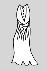Doodle hand drawing with kid clothes. Vector illustration of lines and coloring pages for kids