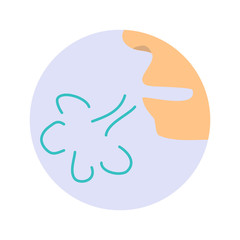 Cough. Symptom of influenza, allergies, bronchitis, pneumonia. Coronavirus. Icons cough. Infographics. Vector illustration on isolated background.