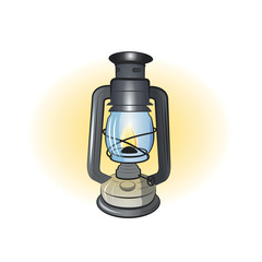 Old Kerosene Lamp.Vector cartoon illustration isolated on white background.