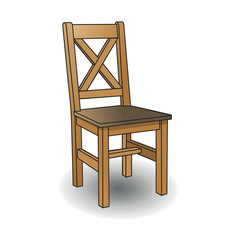 Wooden chair. Vector cartoon illustration isolated on white background.