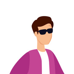 young man with sunglasses avatar character vector illustration design