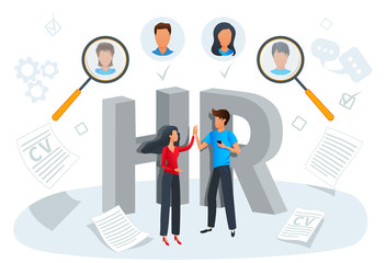 Vector illustration concept of human resources, recruitment. Employment process, choosing a candidate to hire. Headhunting company, recruitment agency. HR management and hiring, CV, job search