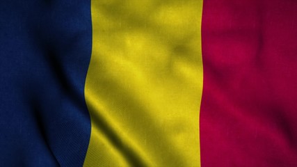 Chad flag waving in the wind. National flag of Chad. Sign of Chad. 3d illustration