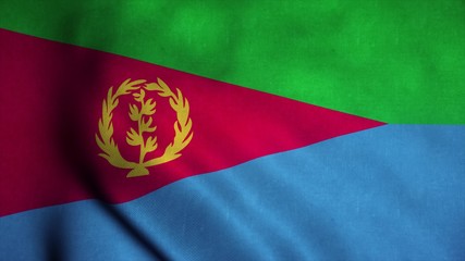 Eritrea flag waving in the wind. National flag of Eritrea. Sign of Eritrea. 3d illustration