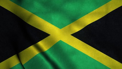 Jamaica flag waving in the wind. National flag Jamaica. 3d illustration