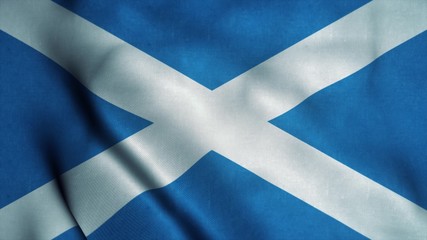 Scotland flag waving in the wind. National flag of Scotland. Sign of Scotland. 3d illustration