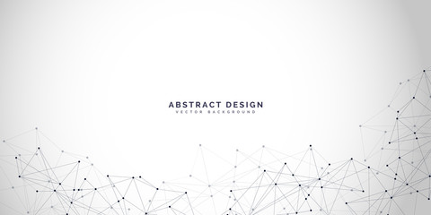 Abstract polygonal background with connecting dots and lines.Molecular structure with particles.  Vector technology background.Global network connection. 