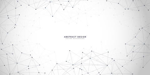Abstract polygonal background with connecting dots and lines.Molecular structure with particles.  Vector technology background.Global network connection. 