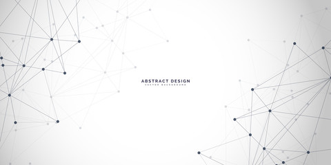 Abstract polygonal background with connecting dots and lines.Molecular structure with particles.  Vector technology background.Global network connection. 