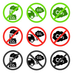 Smog, pollution icons set