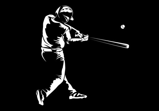 recommend clip art: Baseball player. Baseball cap. Hitter swinging with bat. Abstract isolated vector silhouette. Iink drawing