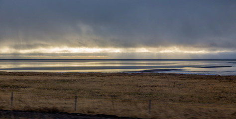 sunset on the beach Icelandic landscape