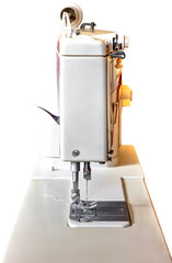 Modern sewing machine close up view