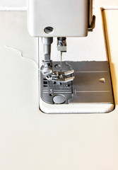 Modern sewing machine close up view