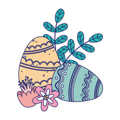 happy easter day, painted eggs ornament flowers foliage decoraiton