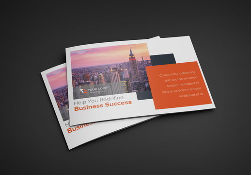 Landscape Brochure Layout with Orange and Grey Accents