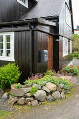 Traditional black houses in Tinganes (old town) of Torshavn in Faroe Islands